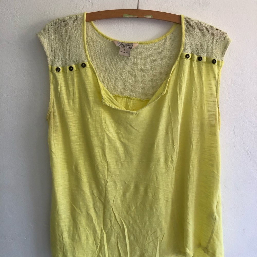 Lucky Brand Blouse Women's Size L Sleeveless Yellow Lightweight Beach Summer